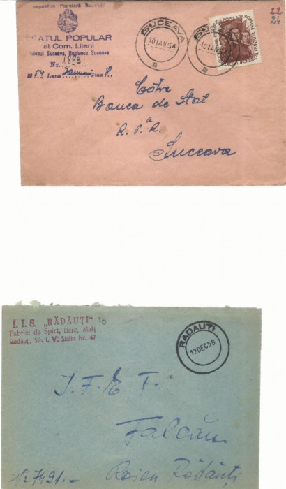 AMS# - LOT 4 PLICURI CIRCULATE INTRE LOCALITATI DIN BUCOVINA 1958, 1954