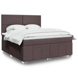 vidaXL Pat continental cu saltea maro &icirc;nchis 180x200cm material textil