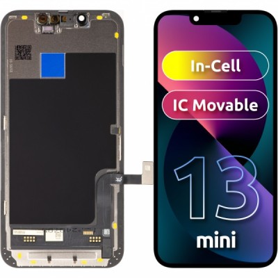Display cu Touchscreen JK pentru Apple iPhone 13 mini, cu Rama, Versiune LCD In-Cell IC Movable, Negru foto