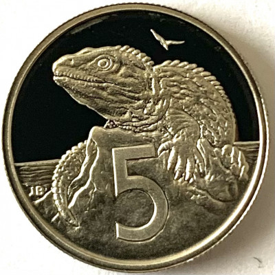 NOUA ZEELANDA 5 CENTS 1984 PROOF,( TUATARA.),KM#34.1 foto