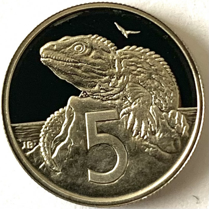 NOUA ZEELANDA 5 CENTS 1984 PROOF,( TUATARA.),KM#34.1