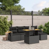vidaXL Set mobilier de grădină cu perne, 6 piese, negru, poliratan 3273491