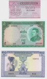 Bancnota Laos 1, 5 si 10 Kip (1962) - P8b/9b/10b UNC ( set x3 )