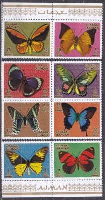 DB1 Arta Pictura Fauna Ajman Fluturi serie MNH foto
