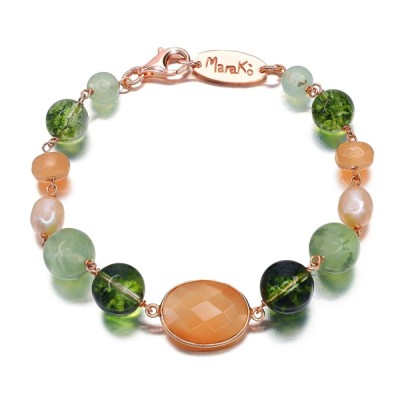 Brățară Gloria din jad, cuarț și perle roz foto