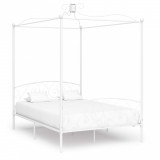 Cadru de pat cu baldachin, alb, 120 x 200 cm, metal GartenMobel Dekor, vidaXL
