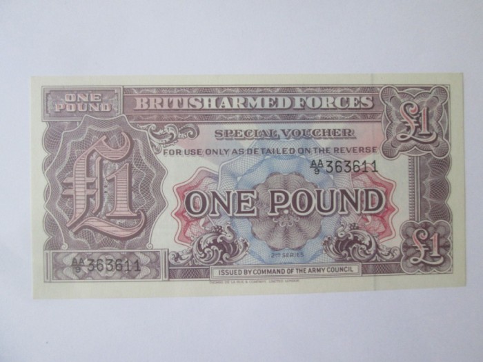 British Armed Forces 1 Pound 1948 UNC,bancnota din imagini