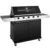 Gratar Gaz BeefEater Discovery 1200E, 5 Arzatoare Fonta, Butelie/Retea, Arzator Lateral, Termometru, Negru, 169.7x60.2x121.7 cm