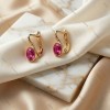 Cercei SaraTremo Rubinia Elegantei placati aur 14K cu Zirconia roz-fucsia ovala