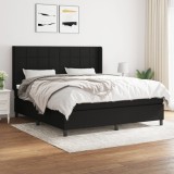 VidaXL Pat box spring cu saltea, negru, 160x200 cm, textil