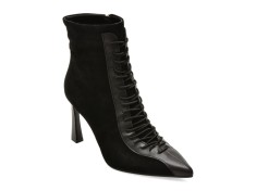Botine elegante EPICA negre, X5H512, din piele intoarsa