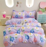 Lenjerie De Pat Kinder Xf053, Bumbac, 4 Piese, Fara Elastic, Imprimeu, Roz