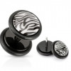 Piercing ureche fals - cerc cu model zebră - Culoare Piercing: Negru – Alb – KW