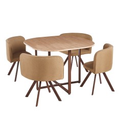 Set de mobilier dinning maro natur Bevis 100x100x73 cm, 67x45x69 cm