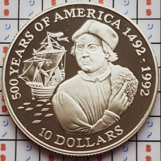 1469 Cook 10 Dollars 1990 Elizabeth II (Christopher Columbus) km 121 argint