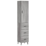 Cumpara ieftin Dulap inalt, gri sonoma, 34,5x34x180 cm, lemn prelucrat