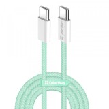 Cablu Date si Incarcare USB-C - USB-C ColorWay (CW-CBPDCC061, 60W, 1m, Verde