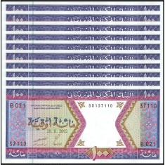 Mauritania 2002 - 100 ouguiya, necirculata (10 bucati)