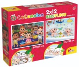 Puzzle de podea 2 in 1 Cocomelon Lisciani, Sa construim, Maxi, 2 x 12 piese