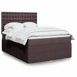 vidaXL Pat box spring cu saltea, maro &icirc;nchis, 140x200 cm, textil