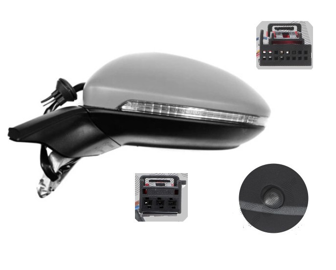 Oglinda exterioara Volkswagen Golf Viii, 11.2019-, montare stanga, reglaj electric; carcasa grunduita; incalzit; sticla asferica; geam cromat; memori