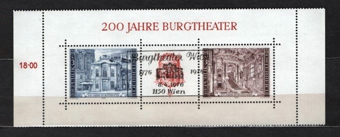 AUSTRIA 1976 - ANIVERSARI. TEATRU. COLITA STAMPILA SPECIALA, C11