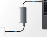 DOCKING Station Ugreen, &quot;CM179&quot; conec PC USB-C, USB 3.0x3|cititor SD/micro SDx1|RJ-45x1|HDMI 4Kx1|VGAx1|USB-C cu PD 100W x 1|jack 3.5mm x 1, aluminiu,