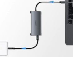 DOCKING Station Ugreen, &amp;quot;CM179&amp;quot; conec PC USB-C, USB 3.0x3|cititor SD/micro SDx1|RJ-45x1|HDMI 4Kx1|VGAx1|USB-C cu PD 100W x 1|jack 3.5mm x 1, aluminiu, foto