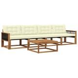 vidaXL Set de canapele de exterior cu pernă 5 pcs Natural și Crem 3381230