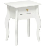 HOMCOM Măsuță de Living cu Sertar &icirc;n Stil Francez 45x35x55 cm, Alb | Aosom Romania