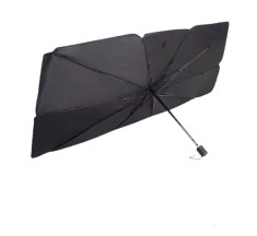 5 x Parasolar Auto Pliabil, pentru Masina, in Forma de Umbrela, Negru-Argintiu, 145 x 75 cm, Rezistent UV