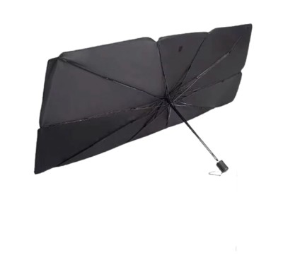 5 x Parasolar Auto Pliabil, pentru Masina, in Forma de Umbrela, Negru-Argintiu, 145 x 75 cm, Rezistent UV foto