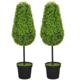 HOMCOM 2 bucăți Plante Artificiale de Buchet 90cm Plante Artificiale &icirc;n formă de lacrimă, Plante Artificiale din Plastic &icirc;n ghiveci pentru Decorare Mo