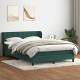 vidaXL Pat box spring cu saltea, verde &icirc;nchis, 160x220 cm, catifea 3317574