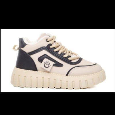 Ghete piele imblanite negru bej model W586051 foto