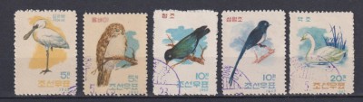 KOREEA 1962 FAUNA PASARI MI. 402-406 STAMPILAT foto