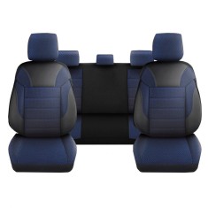 Set Huse Scaune Auto pentru Fiat Idea - DeluxeBoss Classico, bancheta rabatabila fractionata, 11 piese, albastru inchis foto