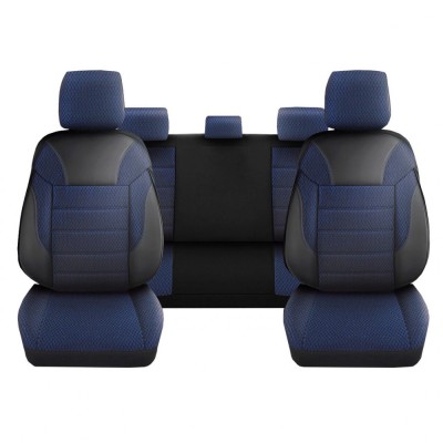 Set Huse Scaune Auto pentru Subaru Forester - DeluxeBoss Classico, pentru bancheta rabatabila fractionata, 11 piese, albastru inchis foto