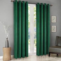 Draperie din catifea cu inele maro, Premium, 250x230 cm, densitate 700 g/mp, Verde Smarald