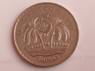 C50 - Moneda foarte veche - Mauritius - 5 rupees - 1991 foto