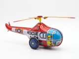 Elicopter Salvare Rescue S-54 Jucarie Mecanica din Metal cu Cheita Stil Retro Vintage 12cm