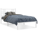 Cumpara ieftin Cadru de pat din metal cu tablie, alb, 100x200 cm