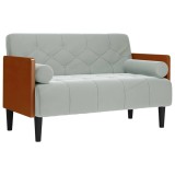 Cumpara ieftin Canapea loveseat cu perne de sustinere gri deschis 110 cm