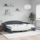 vidaXL Pat de zi cu extensie, gri &icirc;nchis, 80x200 cm, catifea