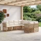 Cumpara ieftin Set de canapele de exterior 8 buc. Alb Natural si Crem