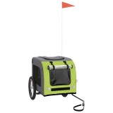Cumpara ieftin Remorca de bicicleta pentru caini verde&amp;gri, textil oxford&amp;fier