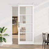 Ușă glisantă vidaXL cu set de accesorii Alb 93x232 cm Lemn masiv de pin