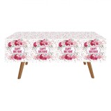 Față de Masă Petrecere, Floral Happy Birthday, Plastic, 180x120cm, Multicolor