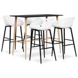 Cumpara ieftin Set mobilier de bar, 5 piese, negru si alb