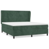 Cumpara ieftin Pat box spring cu saltea, verde inchis, 160x200 cm, catifea